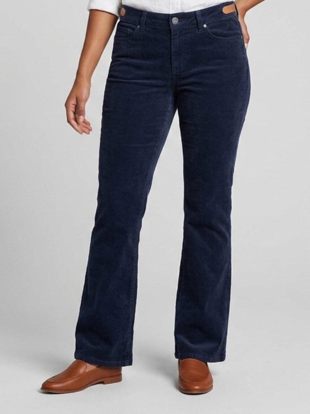 Eddie Bauer Slightly Curvy, Slightly Flared Navy Corduroy